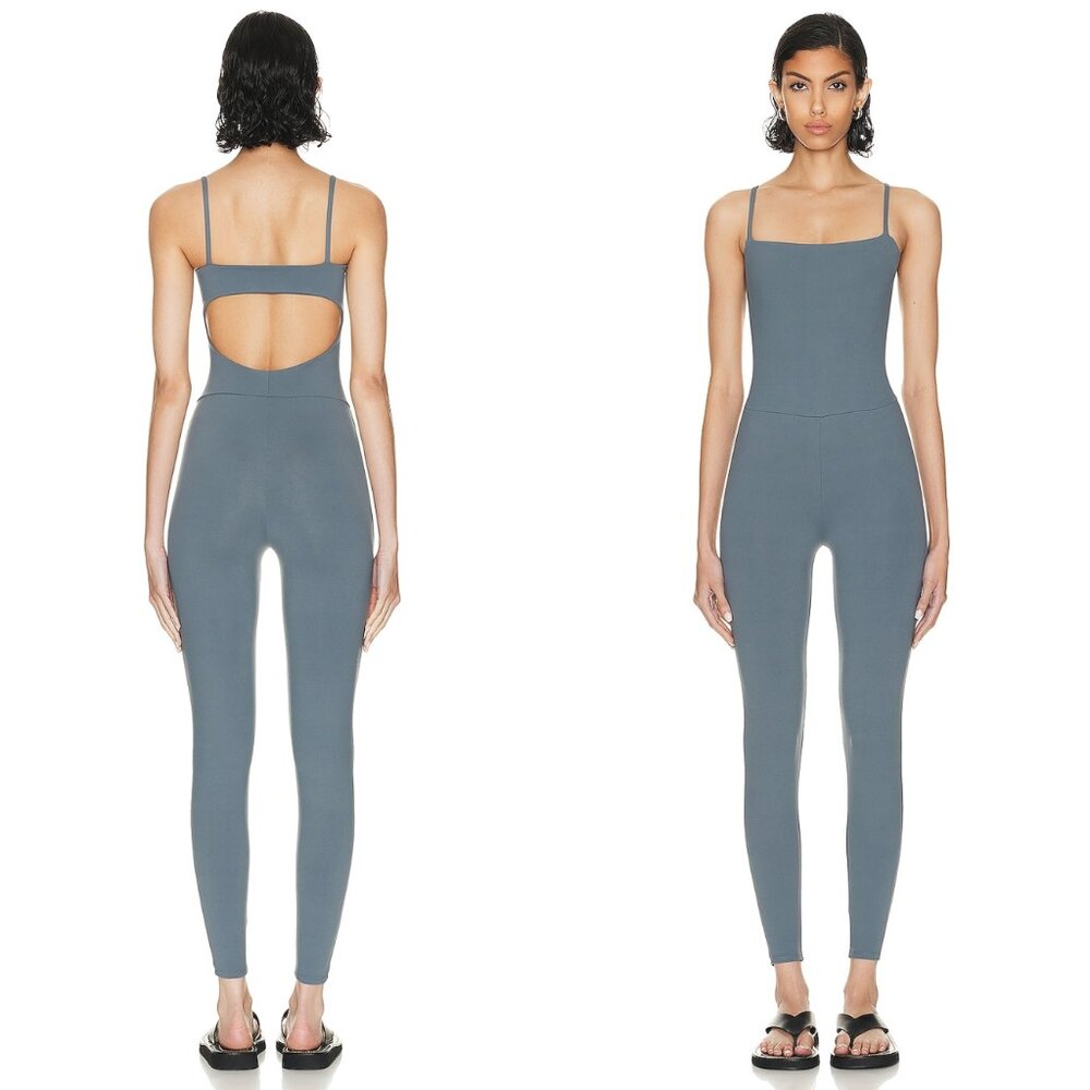 Live The Process Steel Gray Scoop-Back Jumpsuit